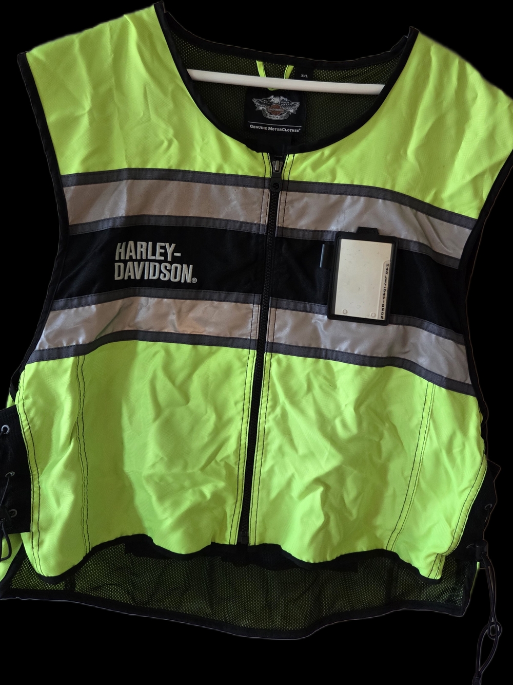 Harley-Davidson Men's High-Vis Neon Yellow Safety Vest with Reflective Stripes
